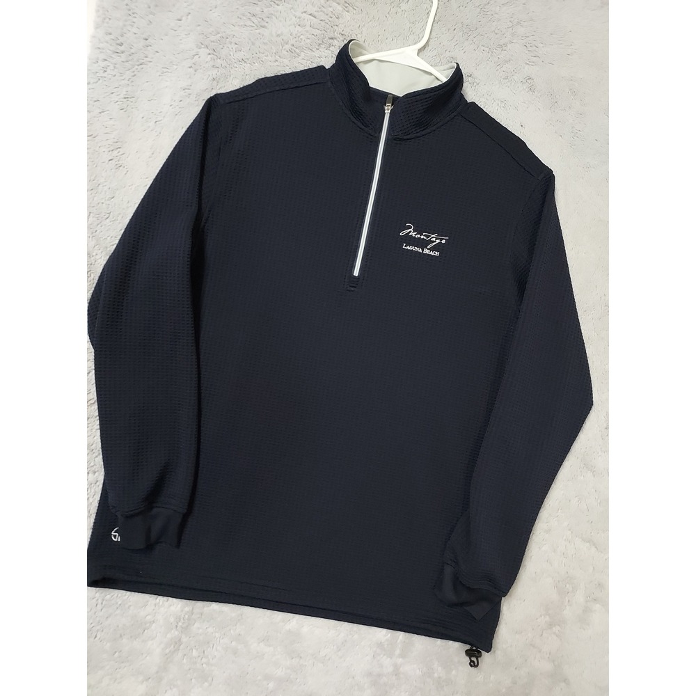 Straight Down Pullover Mens XL Montage Laguna Beach Waffle Knit Navy Blue Golf